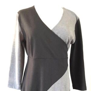 Adrienne Vittadini Black Block Knit Dress Medium